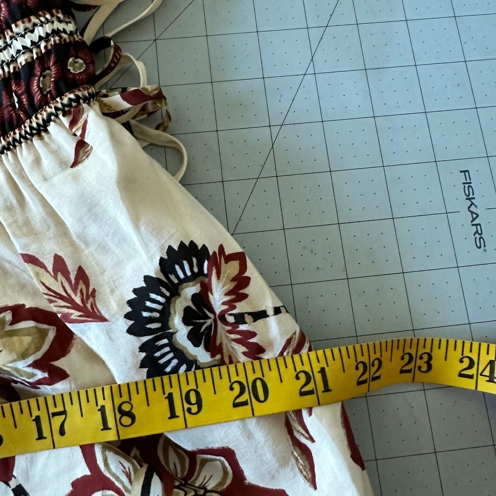 Farm Rio NWT SZMED Aura Floral Sand Maxi Dress Floral Cream Tier Spaghetti Strap - Picture 13 of 16